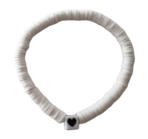 Heart White Clay Beads