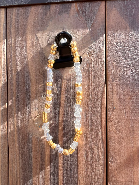 Gold and clear seed beads