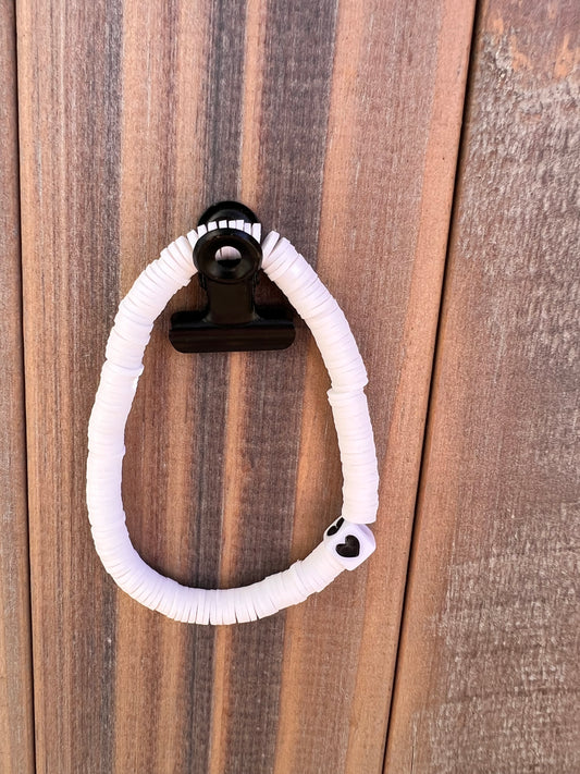 Heart White Clay Beads