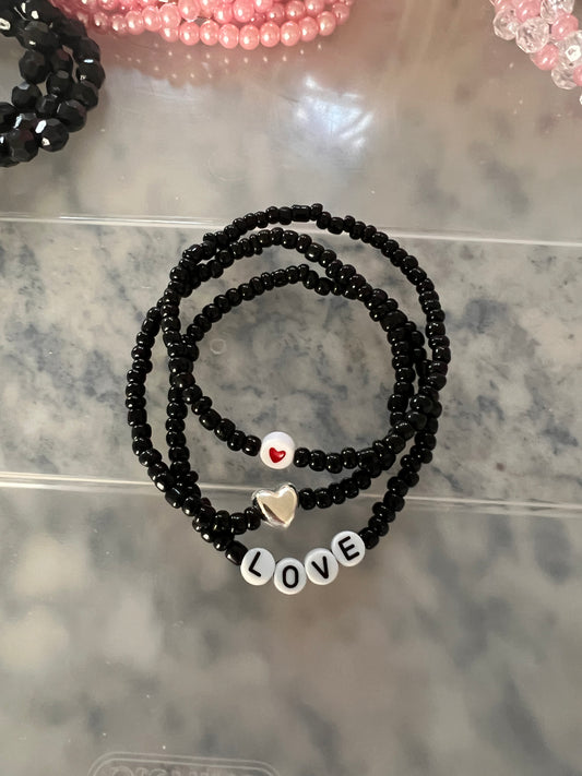 Black love bracelet set